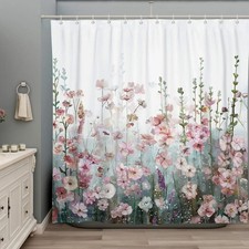 Elegant Watercolor Floral Bath Curtain High-Quality Waterproof and Mildew-Proof
