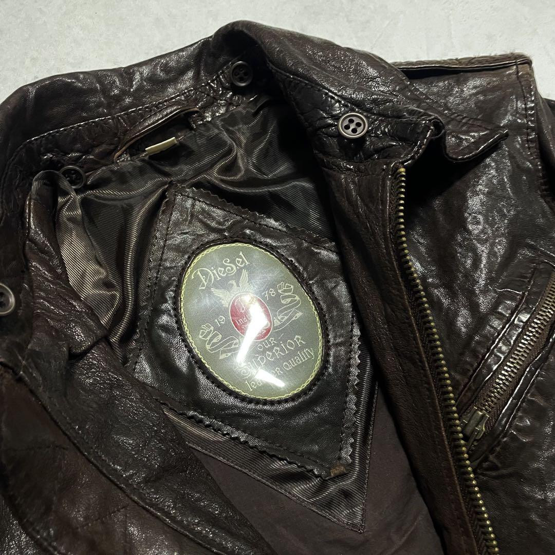 Diesel Archive Y2K Leather Flight Jacket Brown Men's Size M