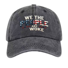 We The People Are Woke Washed Baseball Cap, Patriotic Political Statement Hat