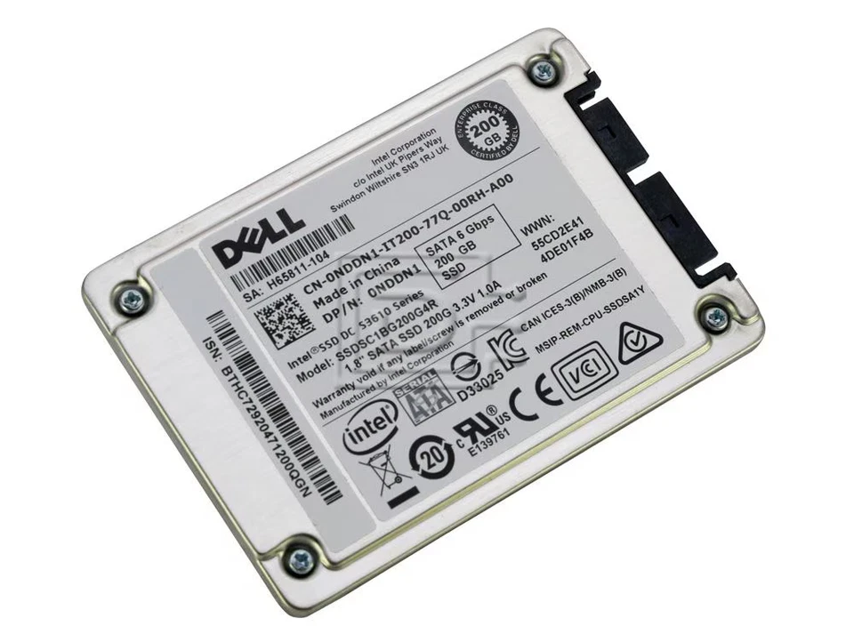 Dell NDDN1 / Intel SSDSC1BG200G4R 200GB 1.8in 6Gbps DC S3610 uSATA SSD - Image 2 of 3