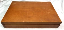 Wm. Rogers WOOD FLATWARE CHEST Silverware Anti-Tarnish Medium Wood Tone READ