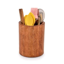 Natural Mango Wood Cooking Utensil Holder for Countertop Spoons Cooking Tools...