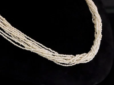 Zartes 10-reihiges Saat-Perlen-Collier  585/- Gelbgold Verschluß ca. 40cm Länger - Bild 1 von 4