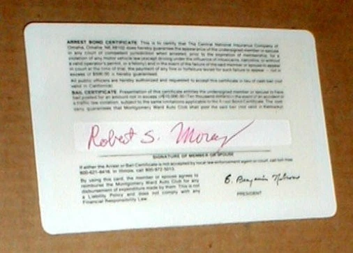 Montgomery WARDS  AUTO CAR CLUB Membership Card - Exp 5/19/1979 used - Image 4 of 4