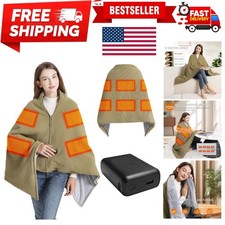 Portable Cordless Heated Blanket: 58"x32" Luxury Throw with 20000mAh Power Bank