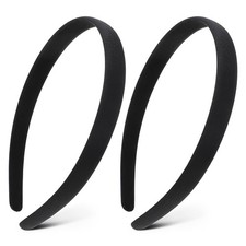 IANFAN 2 Pcs Black Satin Headbands for Women, Non-Slip Plain Hair Bands Plain...