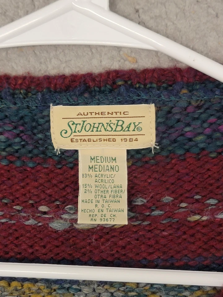 Suéter para mujer St Johns Bay mediano multicolor cremallera cárdigan mezcla de lana tejido Foto 2 de 4