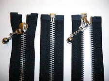 Zip, Zipper, Medium Weight, Open End, Ball & Chain Puller,Metal,YKK, Black