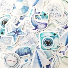 40PCS Cute Blue Assorted Stickers - Stationery Scrapbooking Planner Diary