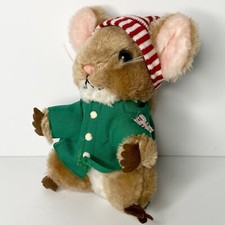 Vintage 1981 Dakin Priscilla Hillman Merry Mouse Plush Green Coat Christmas