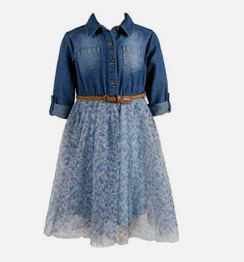 princess polly baby blue dress Navy Blue Jeans Tutu Puffy Flower Girl Dress, First Baby Birthday Party  Princess Prom Gown, Pageant Toddler Special Occasion Dance Apparel main image 1