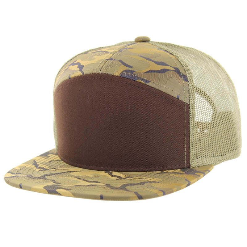 Kamel K707 HYBRID Trucker 7 Panel Flat Adjustable Snapback Mesh