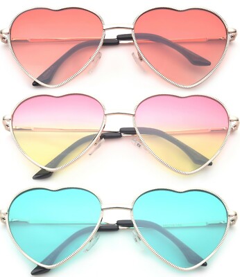 Women Heart Shape Sunglasses Gradient Lens Metal Frame  display picture 3