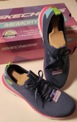 NIB Womens Skechers Memory Foam 9.5 Sneakers Shoes Flex Appeal 2.0 Slate Pink