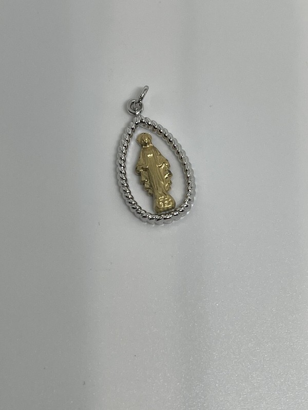 Sterling Silver 925 & Gold Overlay Virgin Mary￼ ￼Charm/Pendant