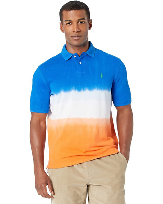 Polo Ralph Lauren Mens Custom Slim Fit Tie Dye Polo Shirt Blue