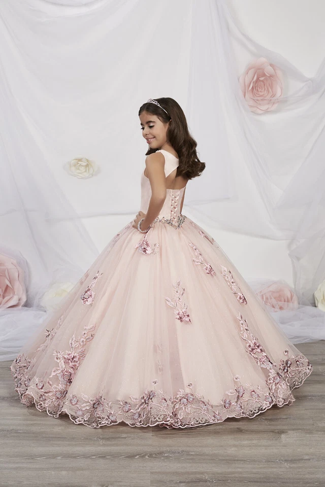 Tiffany Princess 13542 Rose Pink Stunning Girls Pageant Party Gown Dress sz 8 - Image 2 of 4