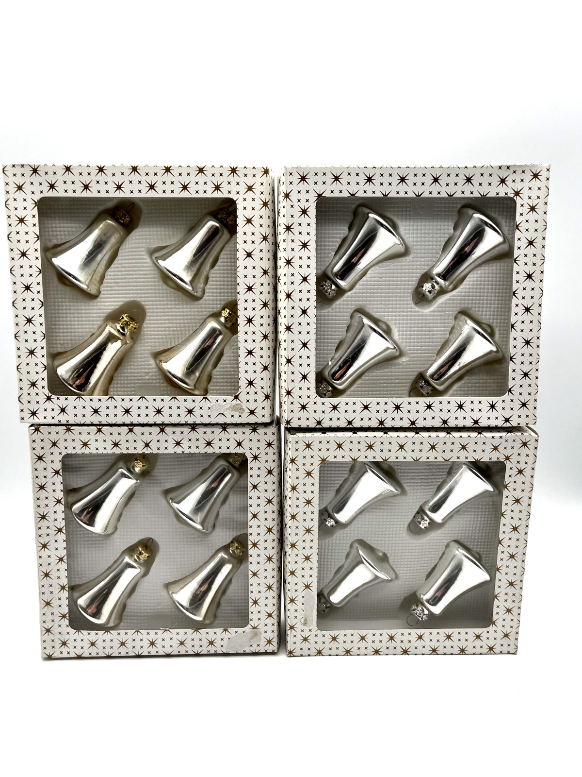 Christbaumkugeln Glocken Christbaumschmuck silber 16 Stk 8cm Restposten