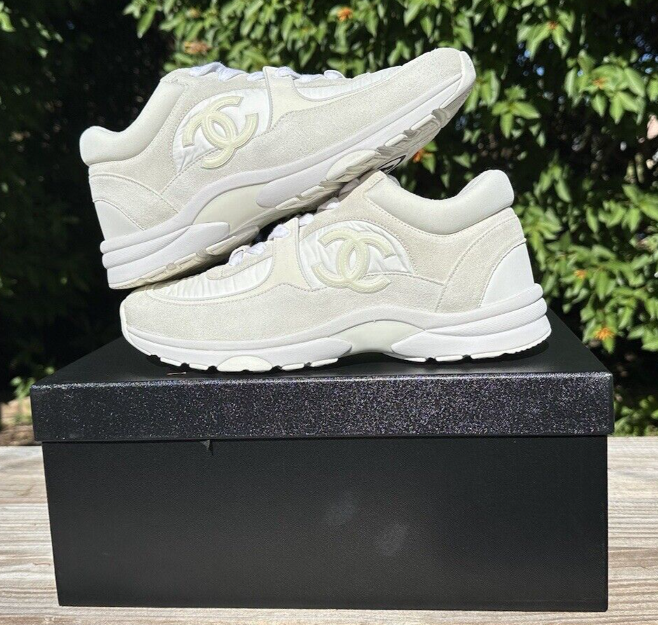 Chanel CC Logo Low Top Sneakers 'White' Designer G34360 Wmns Sz 39