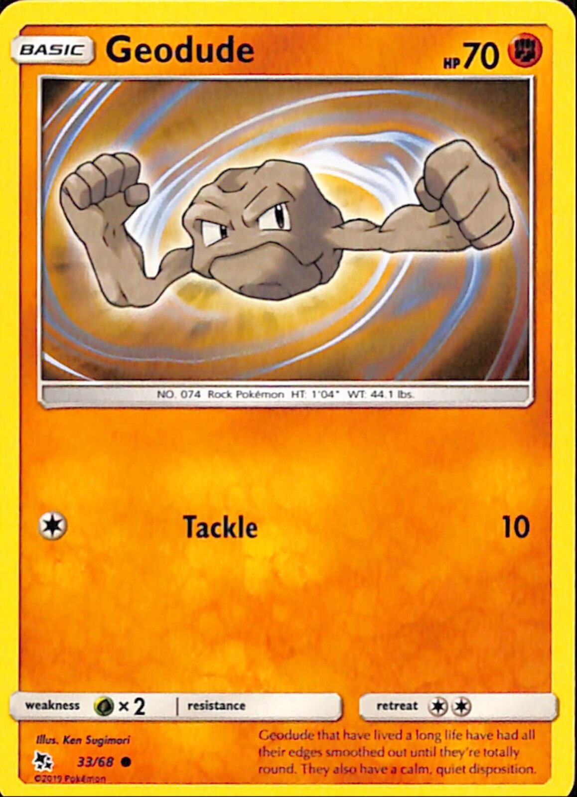 Pokemon Hidden Fates Geodude Common Card 33/68 NM