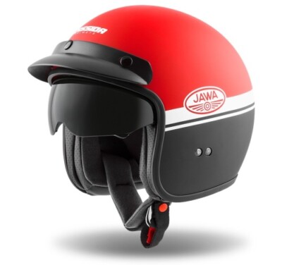 Jethelm Roller Helm Crosshelm Motorradhelm Oxygen Jawa OHC Cassida rot matt 