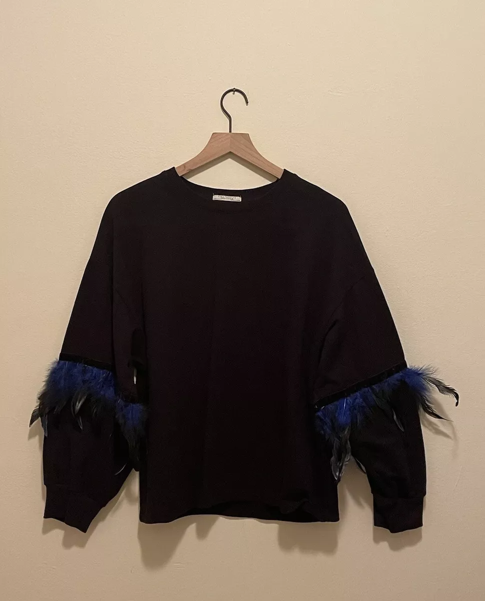 Zara Feather Accent Sweater eBay