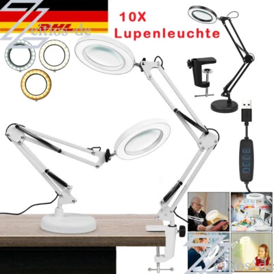 10X Dioptrien 72LED Lupenleuchte Lupenlampe mit Clip Basis Lupe Licht Tischlampe - Bild 1 von 4