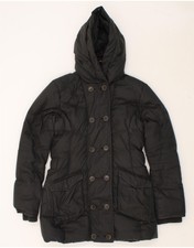 Timberland Womens Hooded Padded Jacket Uk 10 Small Black Polyester Bm01