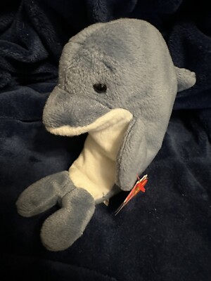 Retired 1996 New TY Beanie Baby ECHO the Dolphin ( Waves  Error On Tags) MWMT