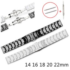 14mm 16mm 18mm 20mm 22mm Ceramic Watch Band Link Bracelet Wrist Strap Pins Tool
