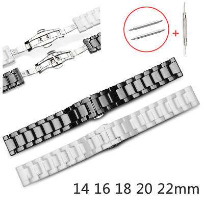22mm 20mm 18mm 16mm 14mm Ceramic Watch Band Link Bracelet Wrist Strap Pins Tool