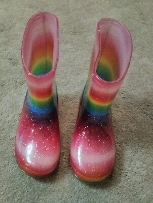 Girls Glitter Multicoloured Rainbow wellies Size Uk UK