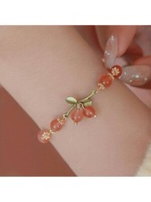 Bracciale donna con ciliegia e foglia particolare 20cm