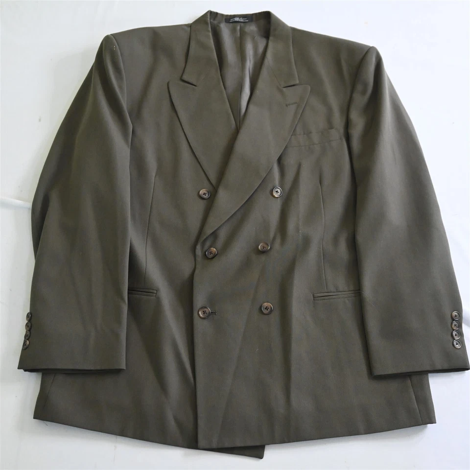 Винтажный город улицы 44R 36 x 32 оливковый шерсти двубортный куртка брюки костюм - Изображение 2 из 4