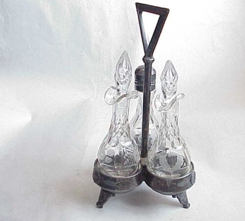 Antique Middletown Silverplate 3 Bottle Condiment Set - Picture 1 of 6