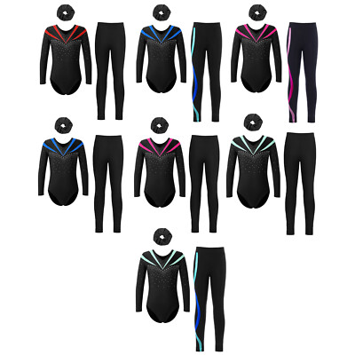 Mädchen Unitard Biketard Trikot Cheerleading Körperanzug Ballett Set Fitness