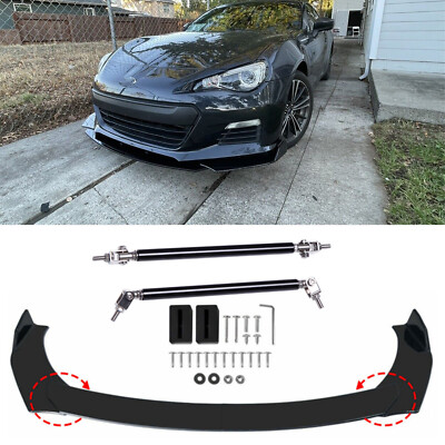 For Subaru BRZ premium Front Bumper Lip Splitter Spoiler Body Kit + Strut Rods