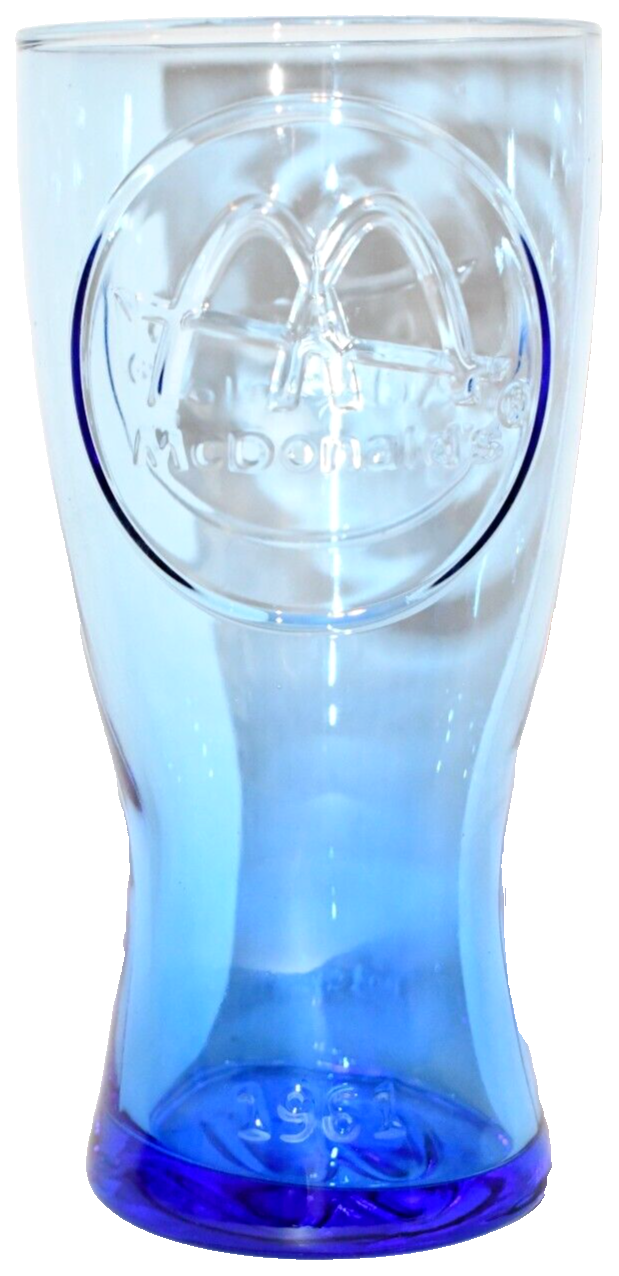 VTG MCDONALD'S Golden Arches Drink Glass Cup Blue Souvenir Collector 6.