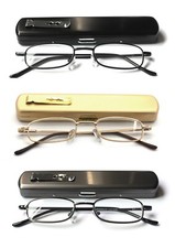 EYE ZOOM Light Portable Metal Reading Glasses with Pocket Case for Men and Women