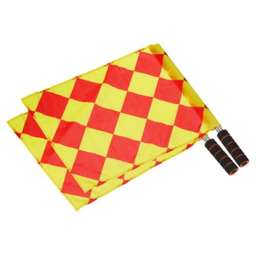 2pcs Referee Checked Flags Stainless Steel Pole Sponge Grip Linesman Signal