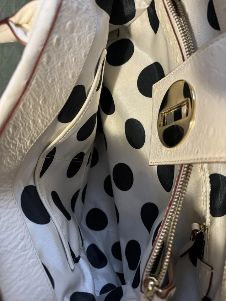 Kate Spade Bexley Stevie Ostrich Leather Cream Turn Lock Shoulder Bag - Image 4 of 4