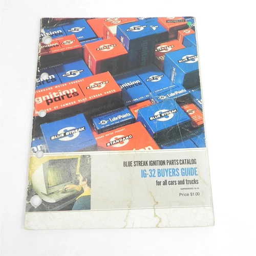 BLUE STREAK IGNITION PARTS CATAGLOG IG-32 BUYERS GUIDE FOR CARS AND TRUCKS 1970S