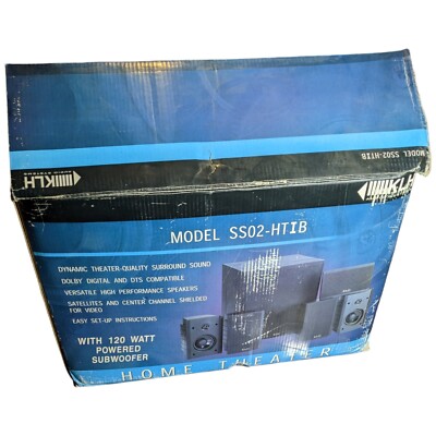 KLH ASW10-120B Subwoofer 10'' Bass Loud Sub with Home Theater System SS02-HTIB