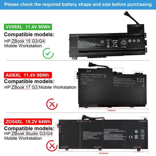 VV09XL Battery For HP ZBOOK 15 G3 G4 Series 808452-001 808452-002 Laptop 90Wh US - Picture 2 of 15