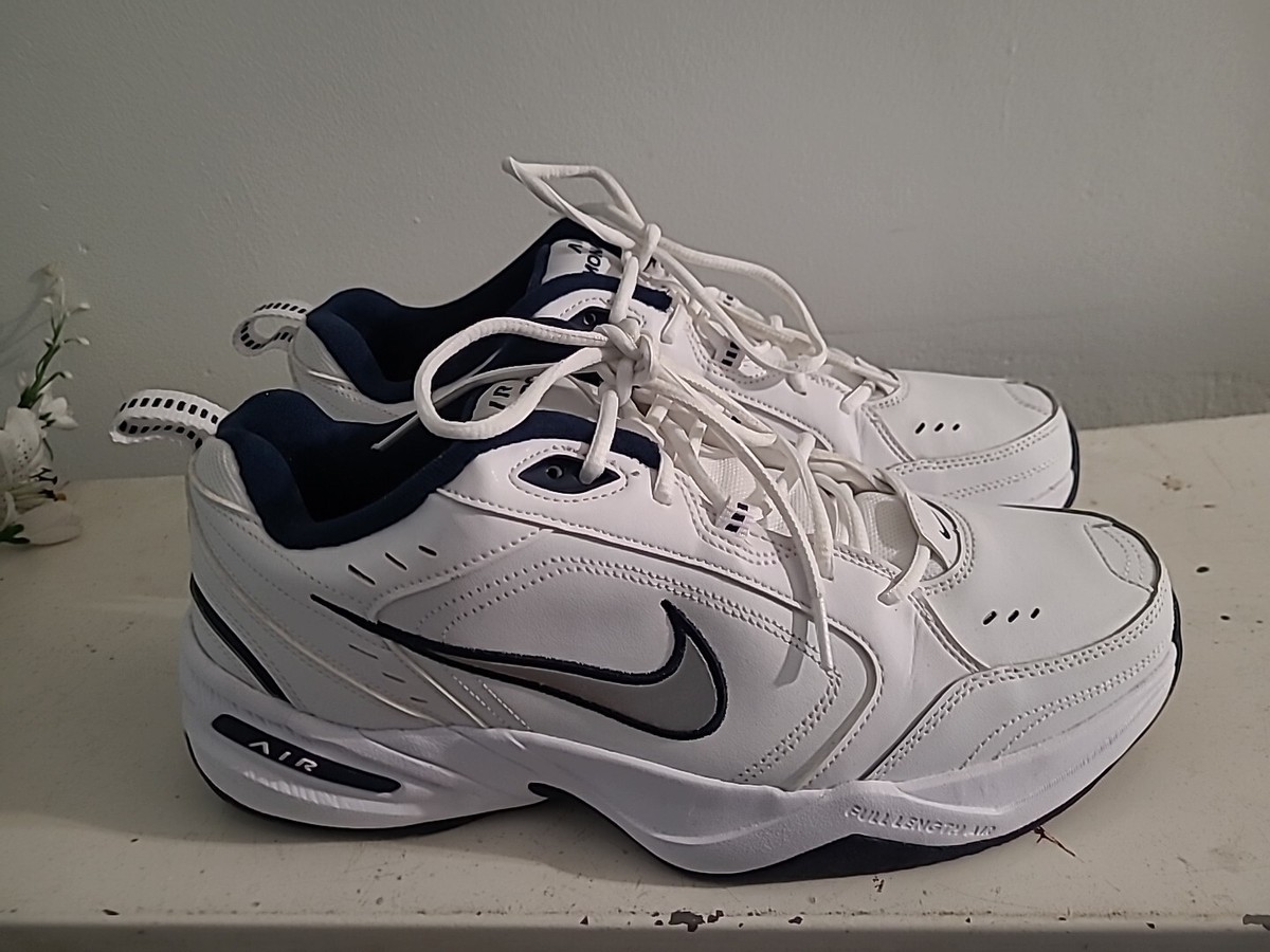 「美品」Nike Air Monarch IV \"White Navy\" Nike Air Monarch IV Sneakers Shoes Size 10 White Navy