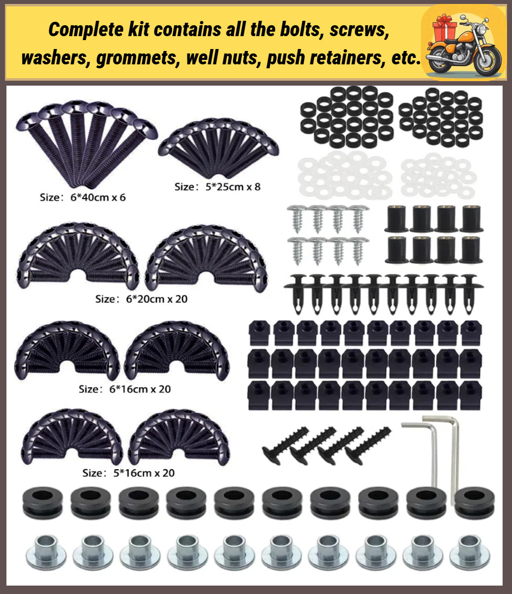 Complete Fairing Bolt Kit Black Stainless Screws for Honda CBR600RR 2007-2012