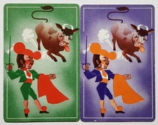 SWAP PLAYING CARDS ~ 2 GENUINE CARDS CARTOON MAN MEXICAN BULLFIGHTER