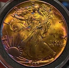 Blue And Gold Toned 1987 American Silver Eagle 1oz .999 Silver U.S. Mint Coin