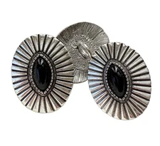 3PC Antiqued Silver Black Metal Buttons Sewing Button with Shank 34X27mm