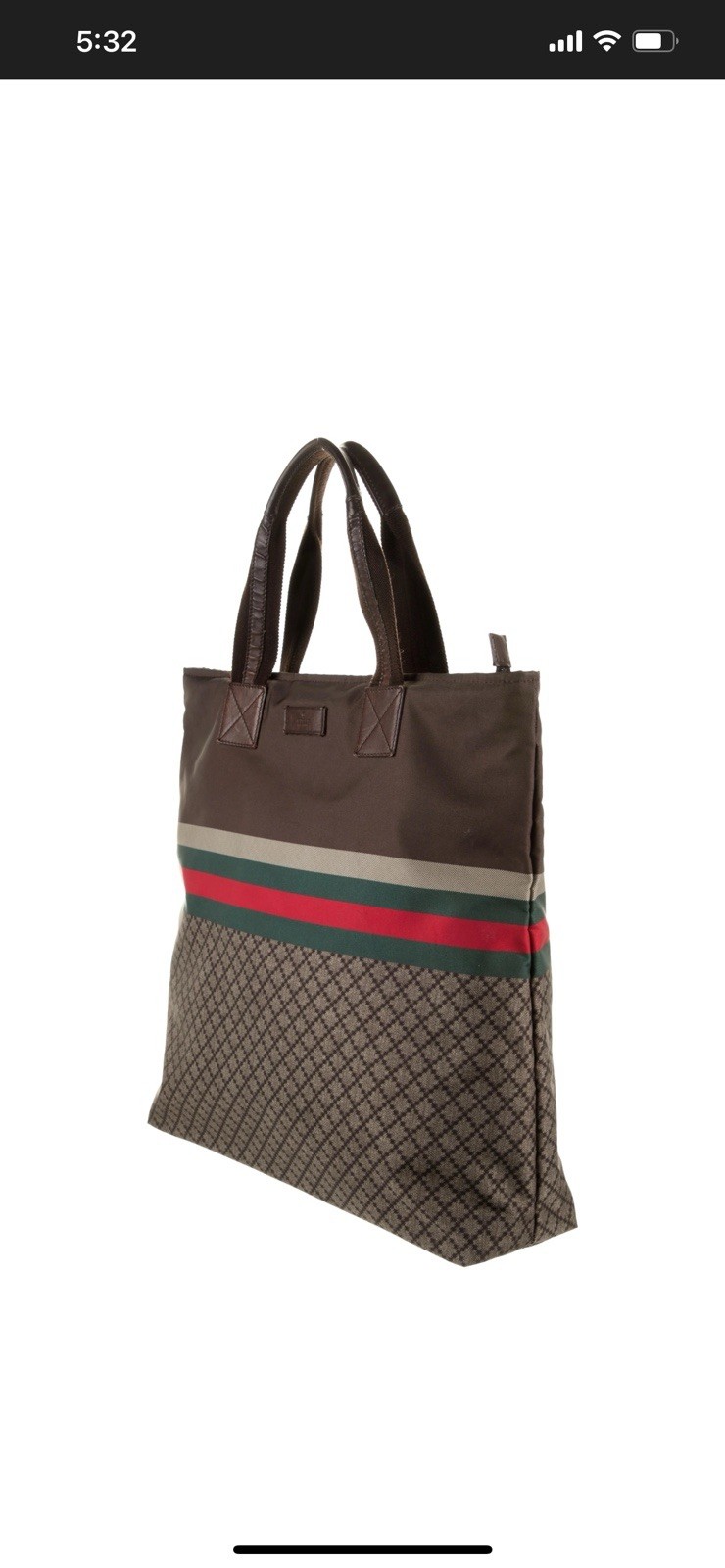 GUCCI Brown Diamanté Nylon Travel Tote Bag